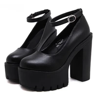 gdgydh 2021 new spring autumn casual high heeled shoes sexy thick heels platform pumps black white size 39