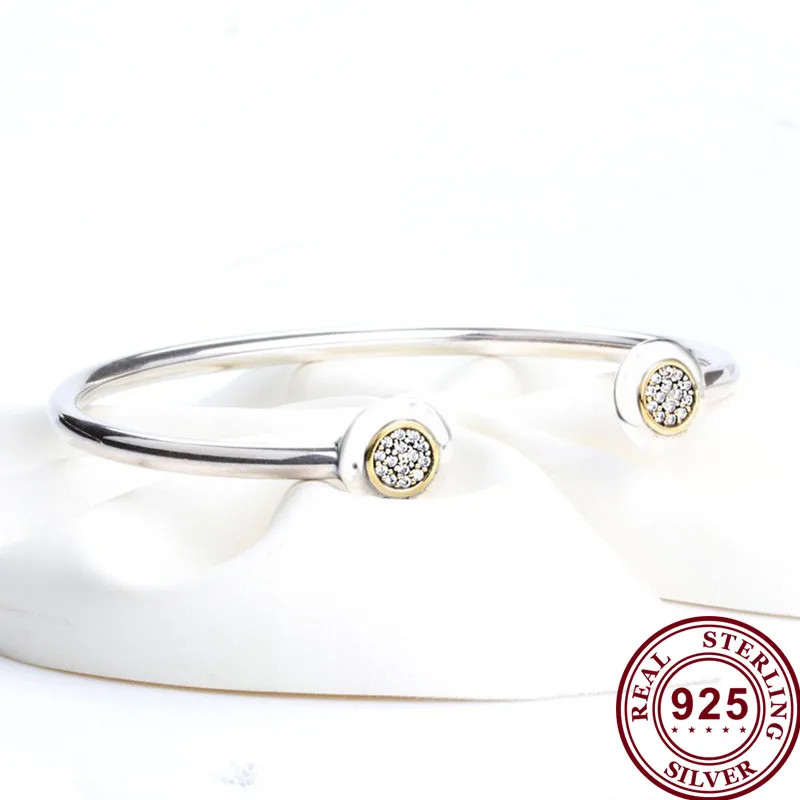 

Original 925 брелок Silver Pan Bracelet Silver Double Round Opening Pan Bracelet Fit European Charm Bracelets Women Jewelry