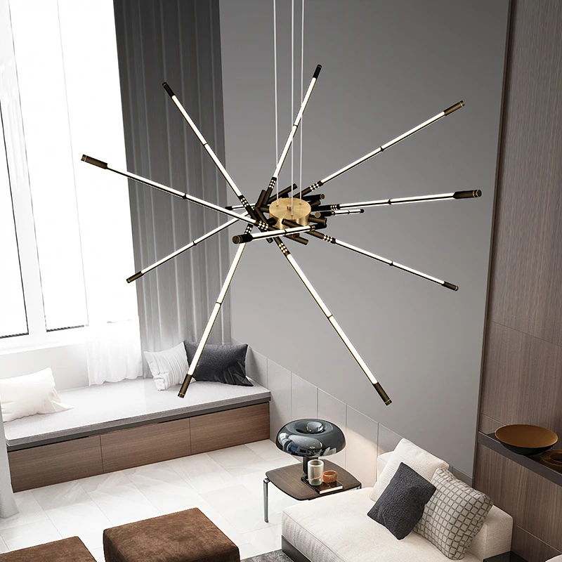 구매 현대 간단한 황금 블랙 샹들리에 조명, 럭셔리 구리 거실 샹들리에 조명, 침실 펜던트 램프, 바 걸이 램프