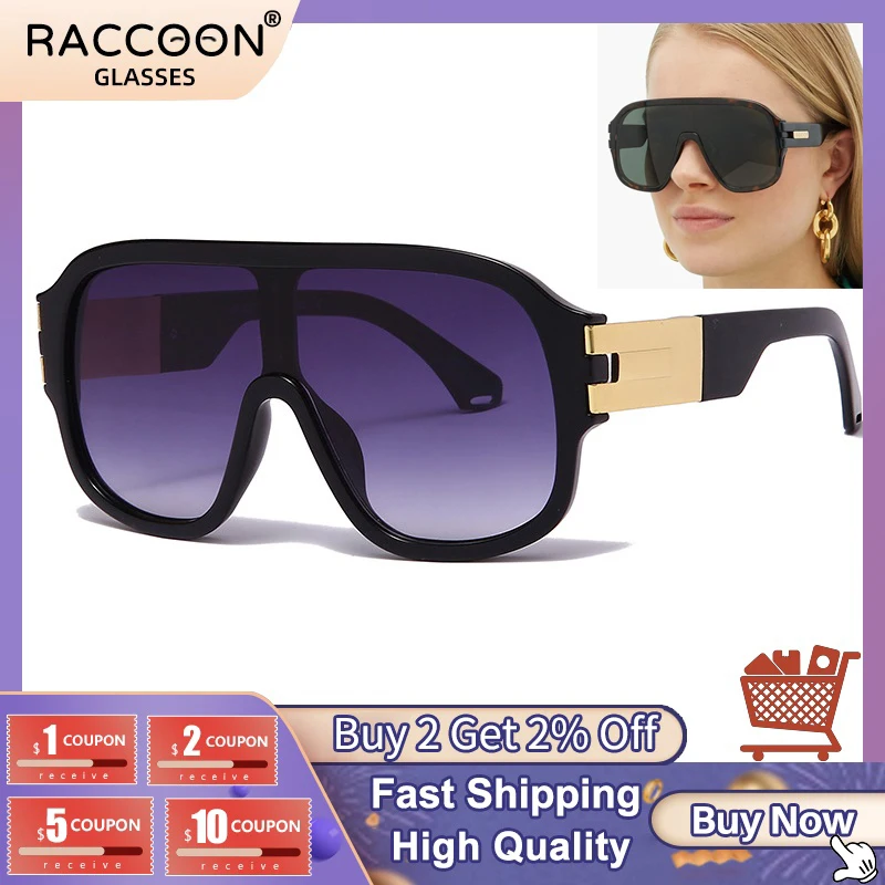 

Vintage Gradient Sunglasses Men Large Frame Fashion Women Sun Glasses One Piece Lens Outdoor Sports Google Trendy Eyeglasses