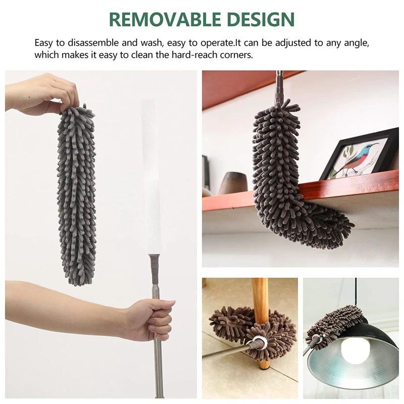 

Перо из микрофибры с удлинительным стержнем (30-100 дюйма) с головкой из микрофибры и синелевой головкой, гибкая паутина