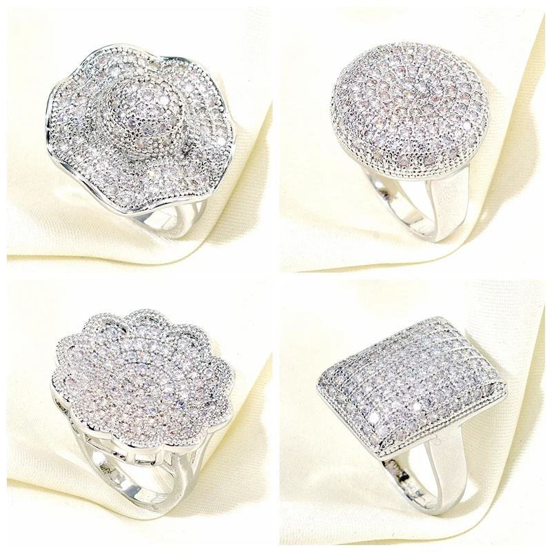 Вечерние шие кольца для женщин вечеринок и банкетов роскошные на палец белого