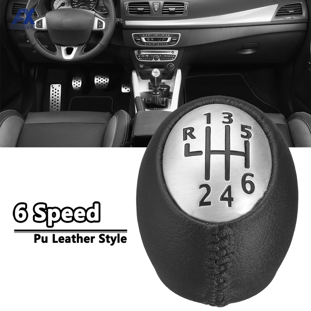 Ручка рычага переключения передач 6 скоростей из искусственной кожи дюйма для