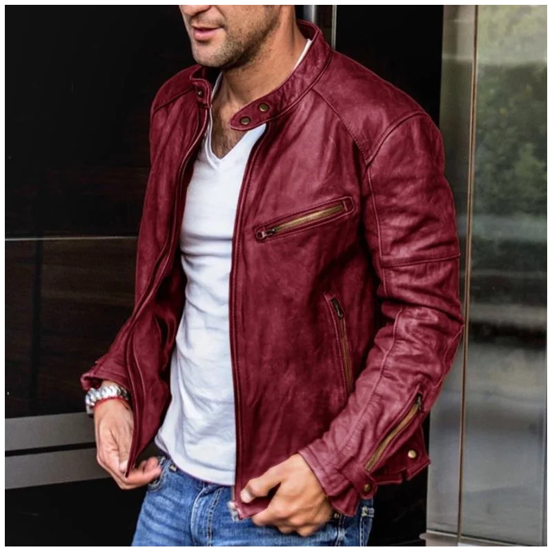 

Men PU Leather Jackets Men Clothing Plus Size Coat Spring Autumn Coat Male Fashion Sport Outwear Windproof Overcoat Biker -40