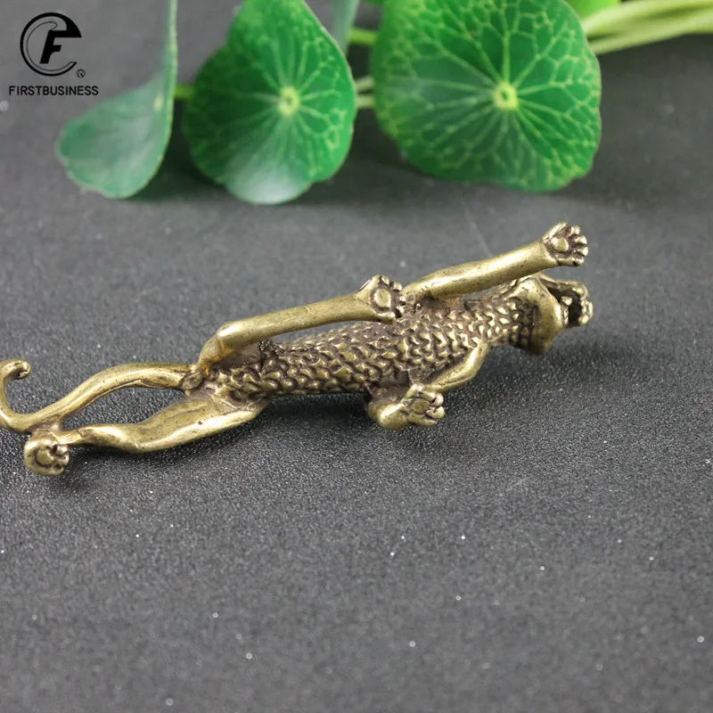 Античная бронзовая крепкая статуя Panthera Pardus винтажная медная леопардовая