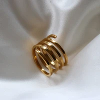16mm width multi layer ring simple personality gold plated rings for women fashion ring jewelry gift wholesale