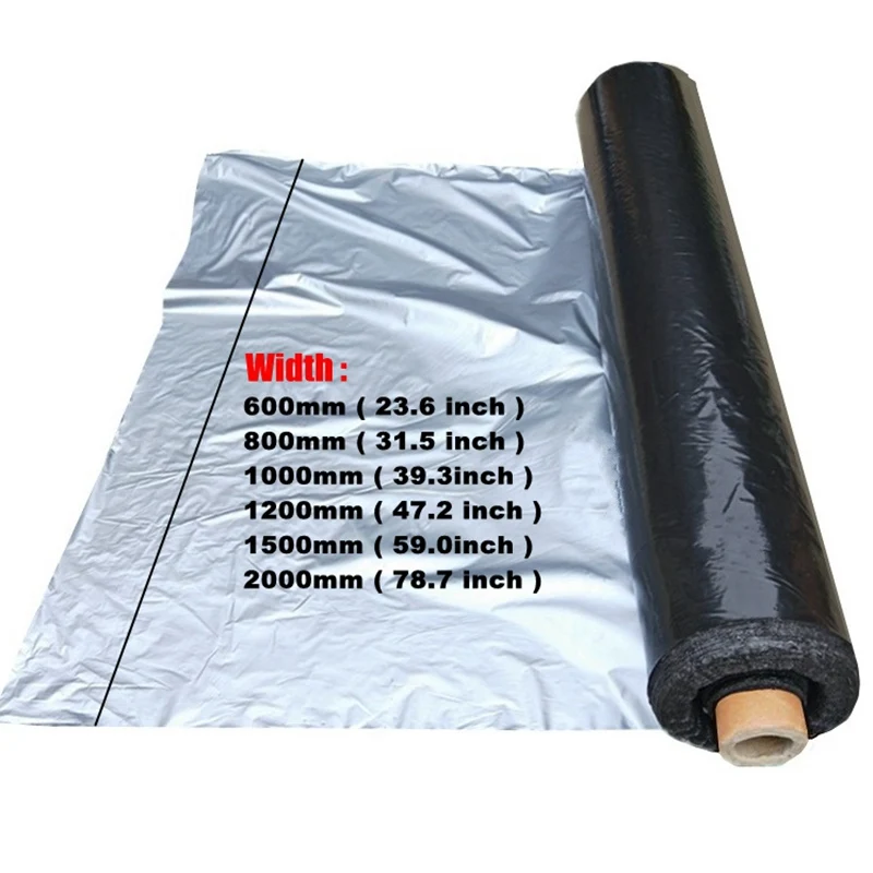 

5m~40m 0.02mm Garden Silvery Black Reflective Film Orchard Fruit Tee Planting Greenhouse Weed Control Plastic Mulch Film