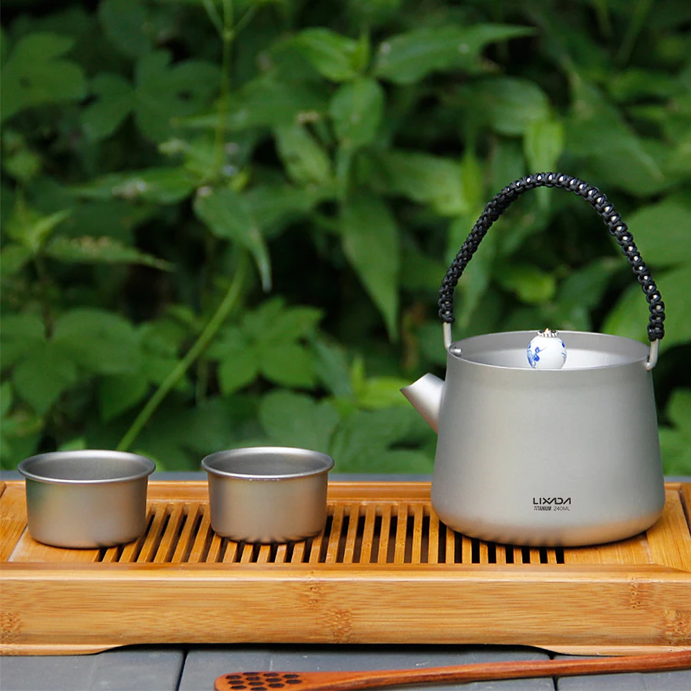 Титановый чайный набор Lixada 240 мл сетчатый чайник с вставками для воды и чая 2