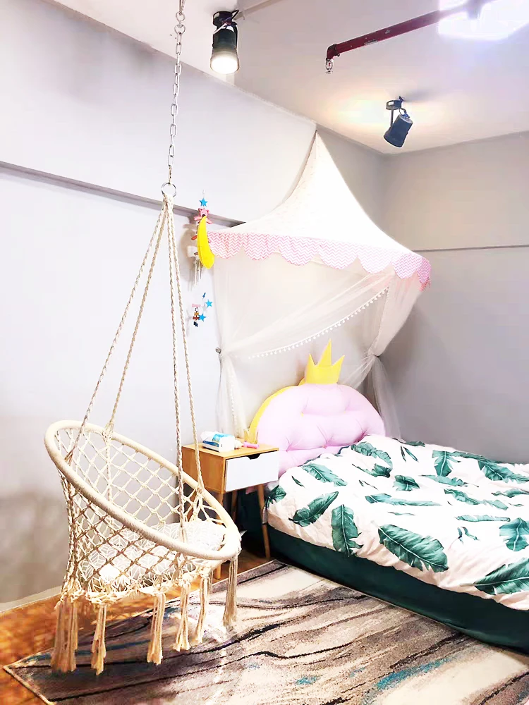 Ins подвесное кресло сетка красная для дома с кисточками домашний Хлопковый Канат