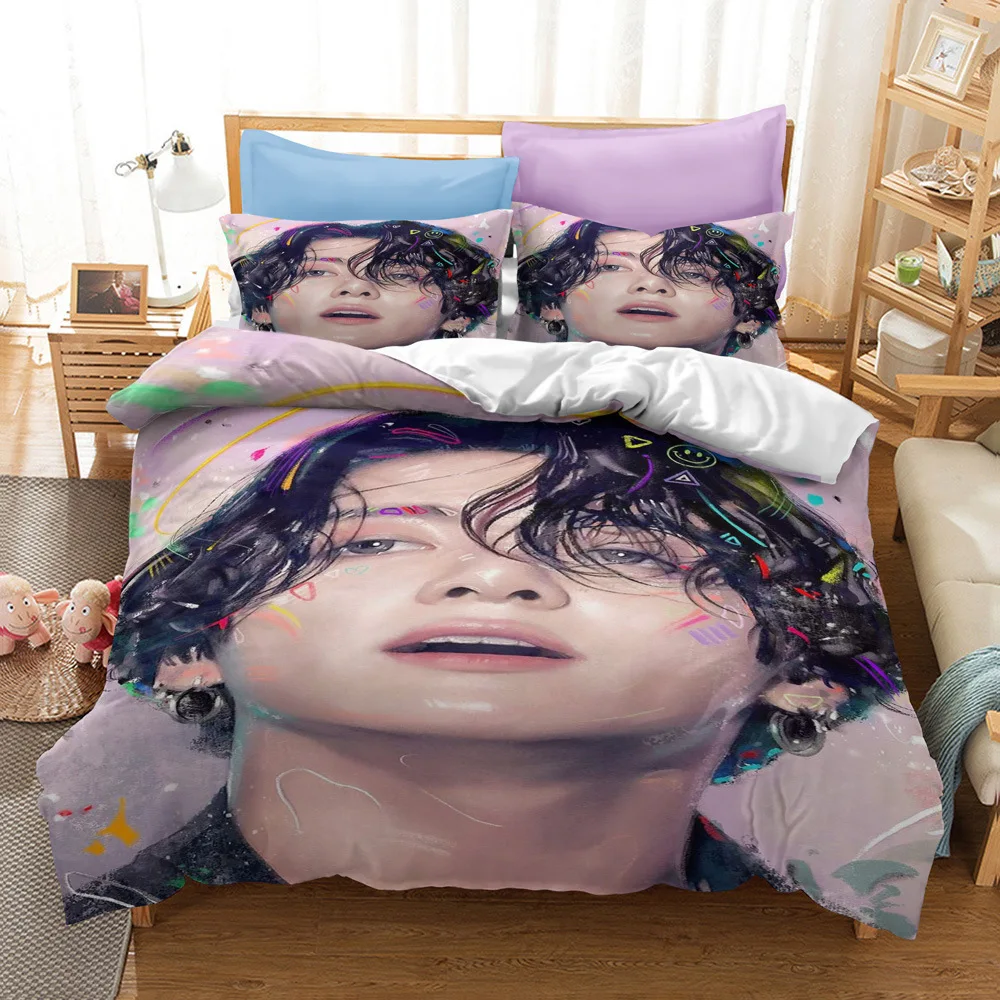 

Fashion HD Digital Print Bangtan boys Style Bedding Sets Duvet Cover+ Pillowcase 2/3pcs Customized bed set US/AU/EU 12 size