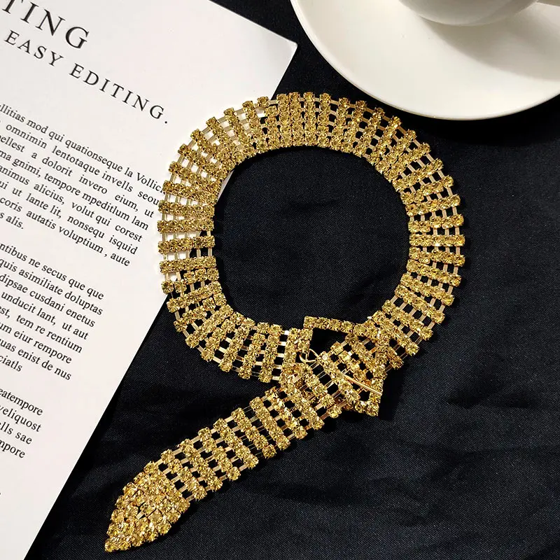 Цепочка-чокер Стразы Женская роскошное ожерелье с открытой регулируемой