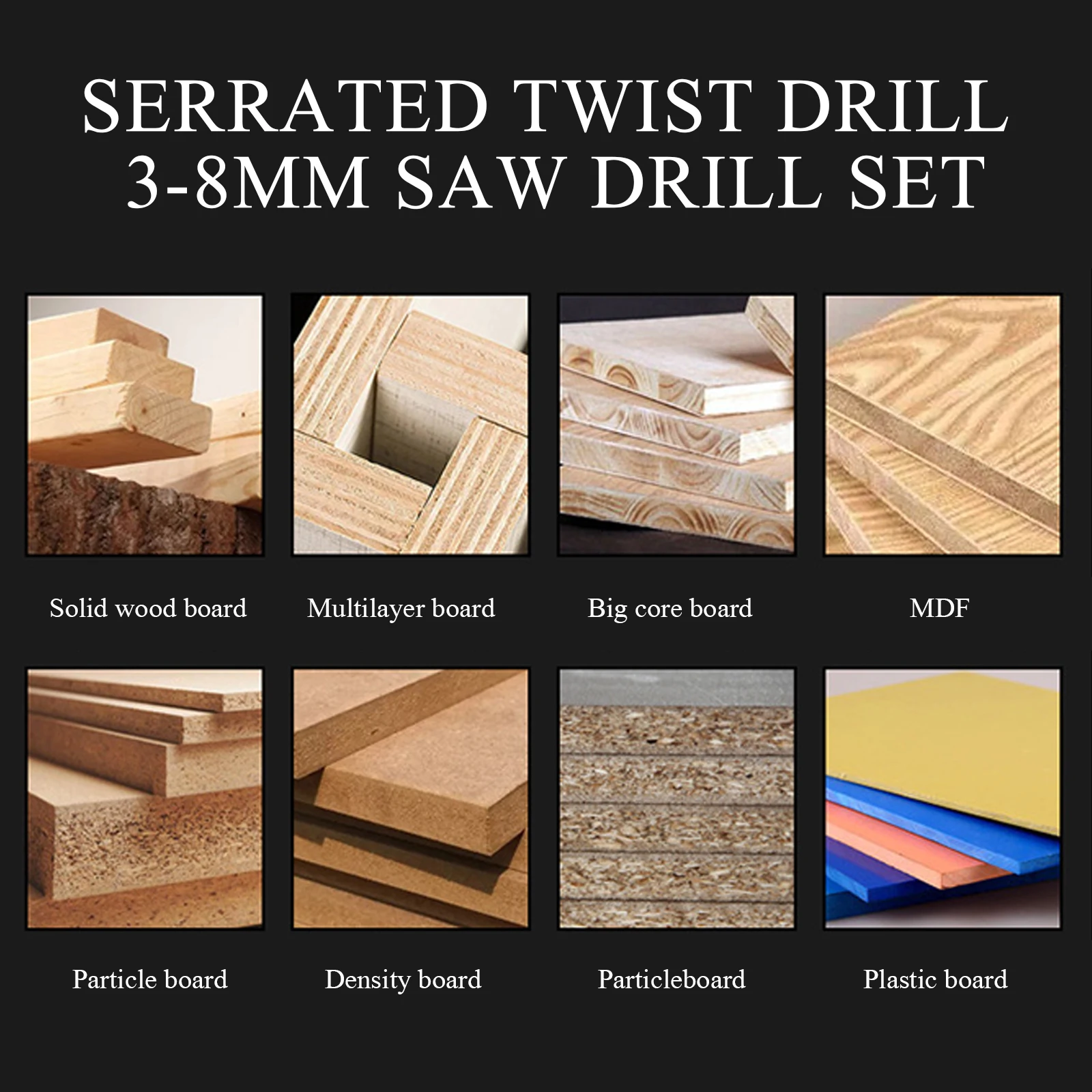 

6-piece Set Grooved Drills Serrated Drill Bits Serrated Twist Drills, 3-8mm Saw Drill Set Power Tool Accessories