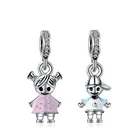 Симпатичные шармы для мальчиков и девочек, подходят для браслета Пандоры, бусины сделай сам, ювелирные изделия для женщин, подарки, подвески для пар