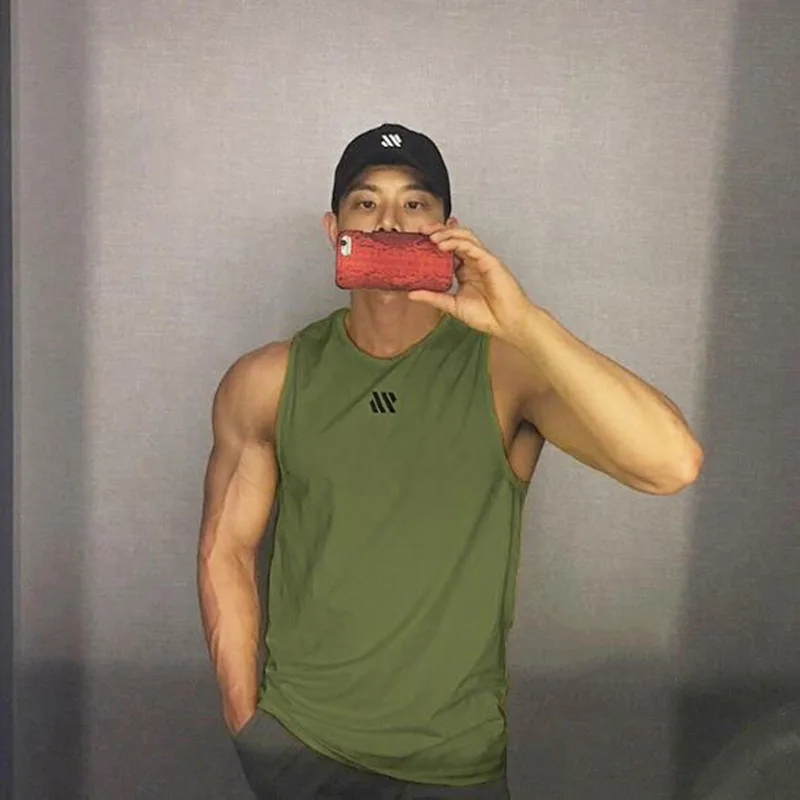 

2021 Summer Men's Gym Fitness Basketball Vest Quick-Drying Sports Jogging Tide Brand Fashion Navy Army Green Mesh Top