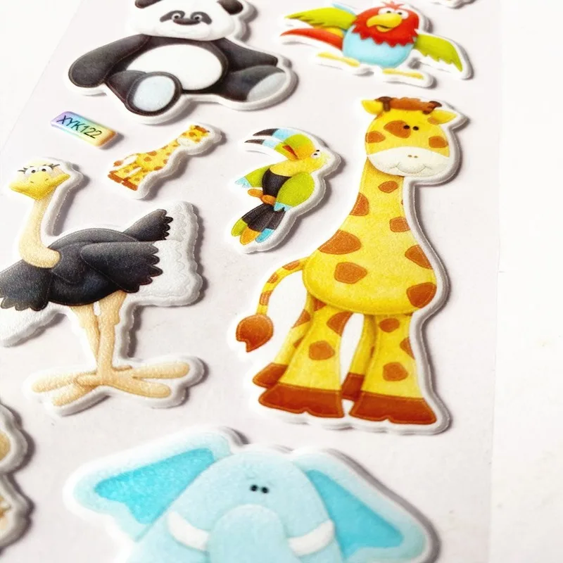 

Cute Animal Stereo Stickers Cartoon Children's Educational Early Education Can Be Repeatedly Pasted Animal Bubble Stickers