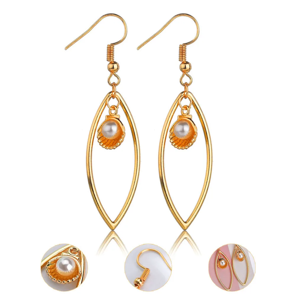 Новые корейские модные длинные большие полые овальные жемчужные Висячие серьги