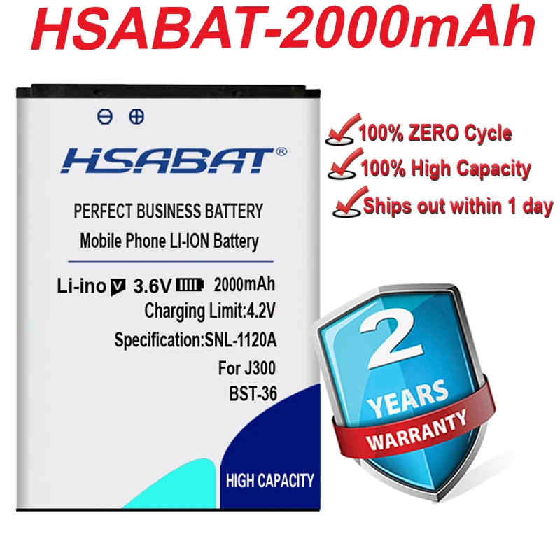 HSABAT for Sony Ericsson J300 Battery K510i Z550a K310 J300C X0001 Z550C K320 K310i W200 Z550i Z558 k310c k510c 2000mAh BST-36 | Мобильные