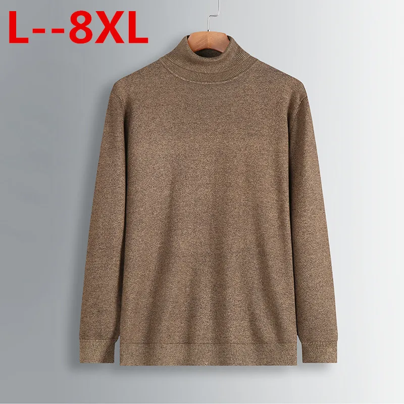 Мужской плотный теплый свитер с высоким воротником 8XL 6XL Брендовые мужские