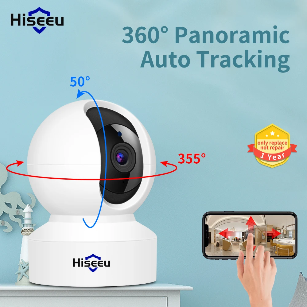 Hiseeu 1080P 2MP WIFI камера видеонаблюдения защита безопасности автоматический трек IP CCTV