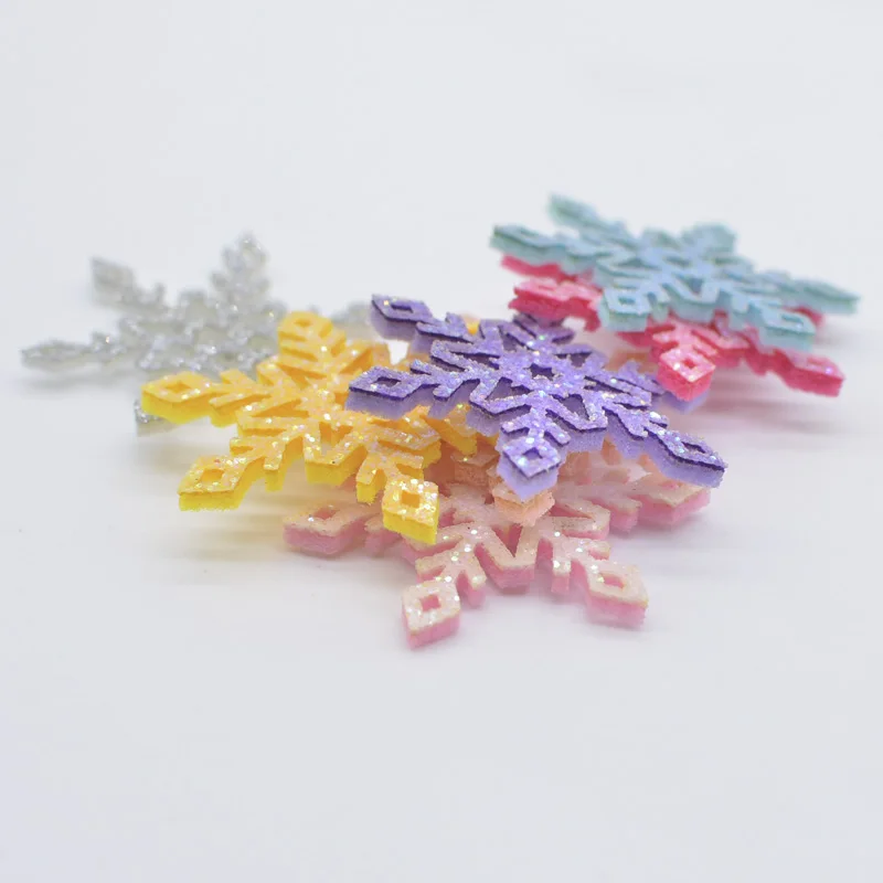 

50Pcs/lots Shining Snowflakes Home Decorations DIY Christmas Sewing Pathes Christmas Tree Ornament Decal Headwear Accessories