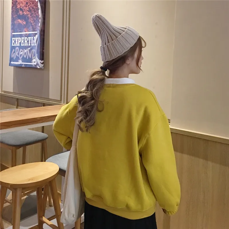 

Fake two-piece Casual Pullovers loose harajuku streetwear clothesplus size Korean style hoodie oversized women sweatshirt