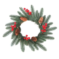 christmas pine cone berry wreath for front door wall window fireplace farmhouse home holiday decoration