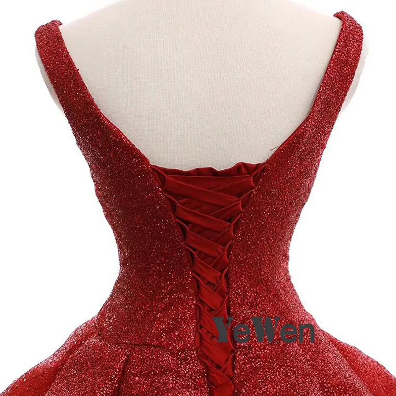 YeWen великолепное бордовое вечернее платье длинное 2020 с v образным вырезом