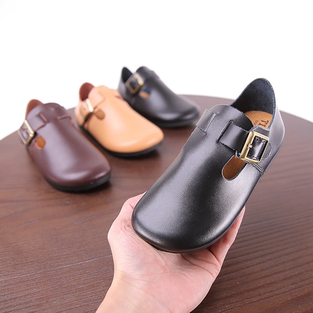 

Новая детская обувь без застежки; Мокасины в стиле унисекс с пряжкой повседневная кожаная обувь, детские носки для мальчиков и девочек, с мя...