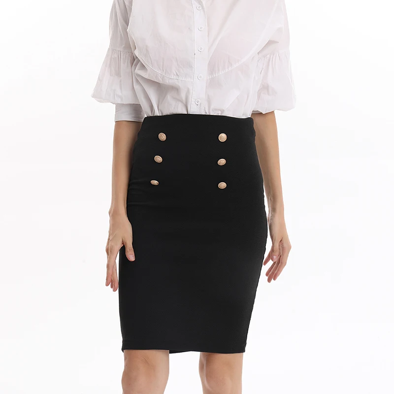 Женские сексуальные узкие юбки-карандаш с пуговицами в Корейском стиле черная