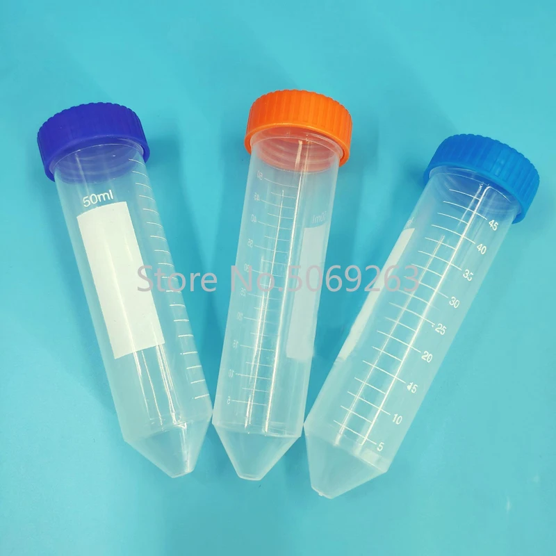 100pcs/lot 50mL Sharp Bottom Plastic Centrifuge Tube with Screw Cap for Kinds of Laboratory Experiments |