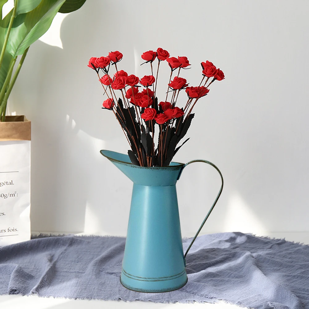 

Vintage Vases Flowerpot Pot European Pastoral Style Galvanised Watering Kettle Arrangement Pot Home Gardening Decoration