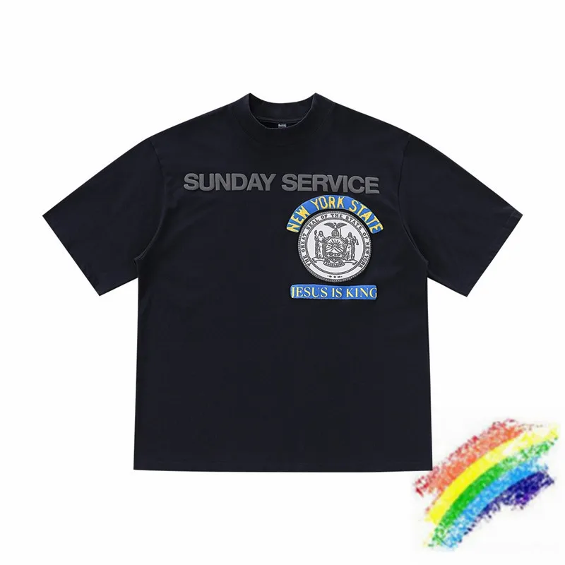 

Foam printing JESUS IS KING Tee New York State Badge Kanye West T-shirt Sunday Service Men Women Oversize Tops Tee