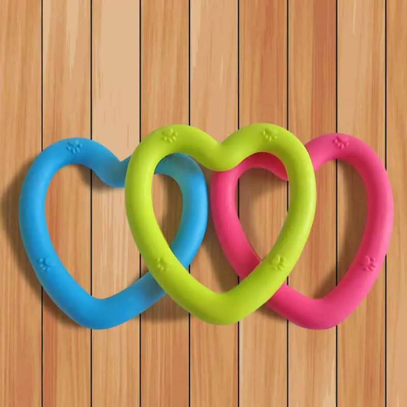 

50 Pcs/lot Pet Supply TPR Heart-shaped Pet Dog Interactive Toy For Outdoor Traning Hollow Disc Molar Chew Bite