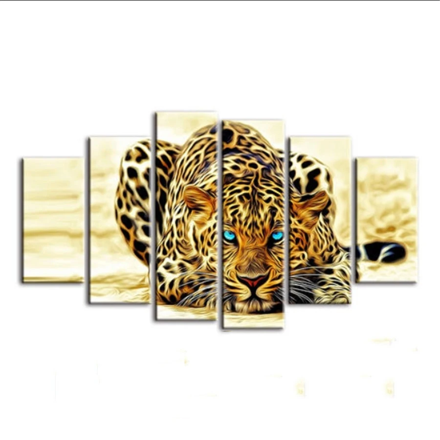 

5 шт., абстрактные леопардовые рисунки на холсте с рамкой, привлекательная картина с леопардом, декоративные