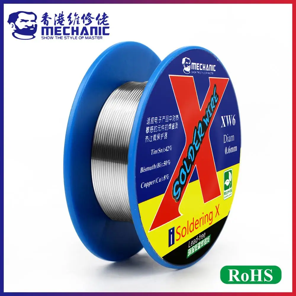 

MECHANIC High-Purity 50g 0.5/0.6mm Rosin Core Lead-Free 138 Real Low Melting Point Solder Wire Welding Flux Sn/Bi/Cu 42%/50%/8%