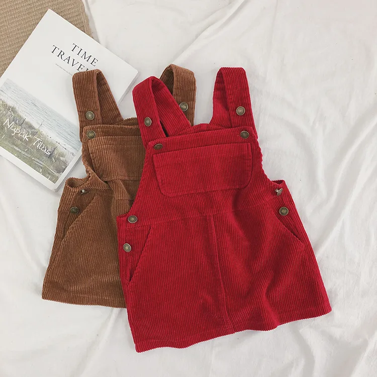 Baby Girl Clothes Autumn Sundress Toddler Suspender Corduroy Straps Overalls with Pocket Bebes Clothing Kids Dresses for Girls | Детская