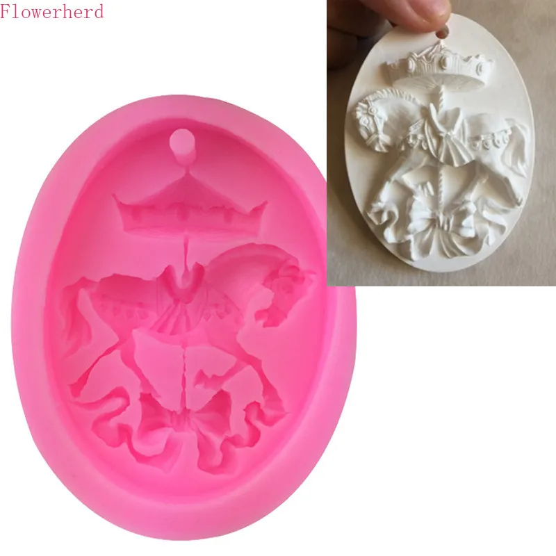 Единорог карусель с отверстием гипсовая Жидкая силиконовая форма для торта