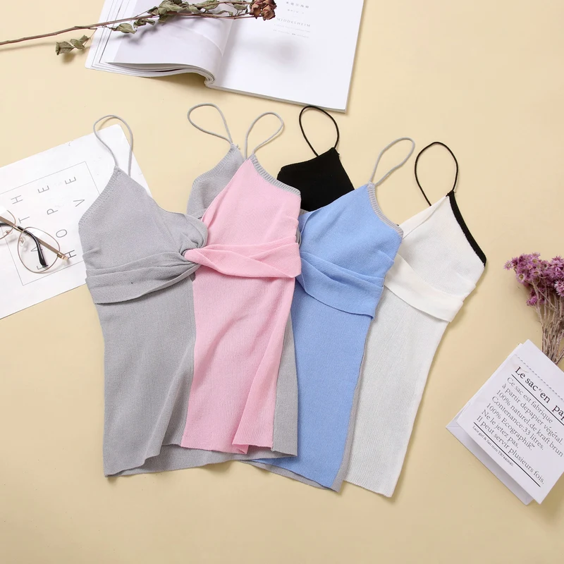 Кроп-Топ женский в стиле пэчворк трикотажный топ с перекрестными бретелями