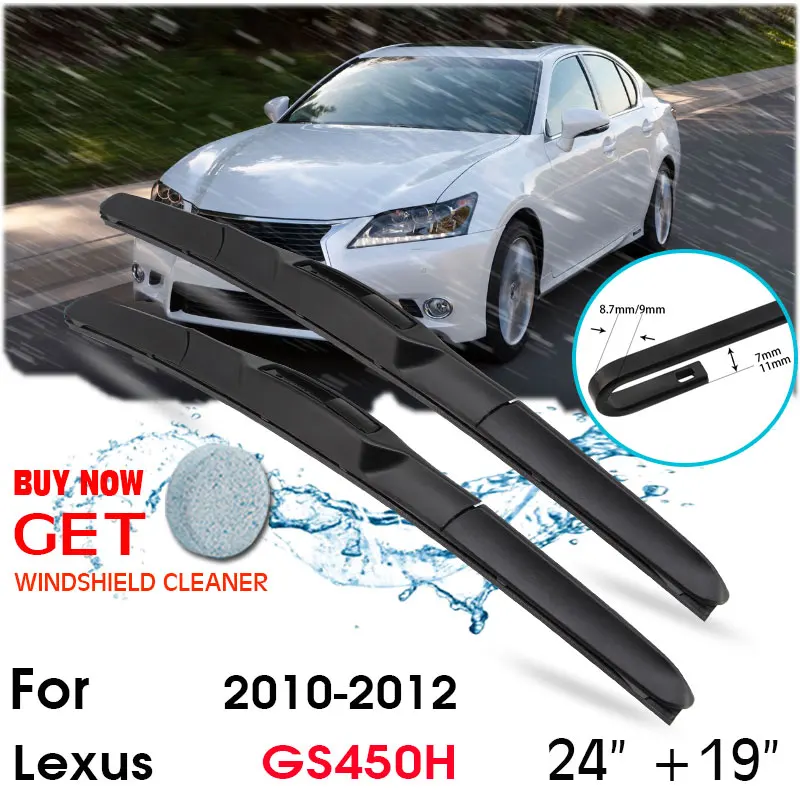 

Car Wiper Blade Front Window Windshield Rubber Silicon Refill Wipers For Lexus GS450H 2010-2012 LHD/RHD 24"+19" Car Accessories