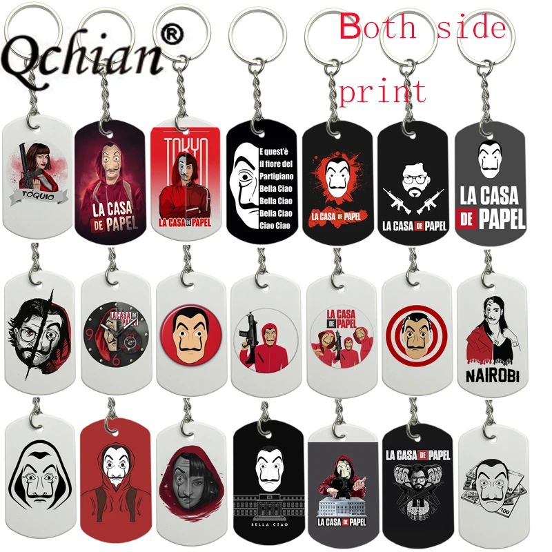 Брелоки для ключей la Каса де papel брелок с 2 боковыми принтами металлический сумка
