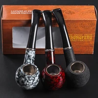 new resin smoking tobacco pipe set classic wooden tobacco herb grinder pipe smoking chimney filter gift for smoke accessories