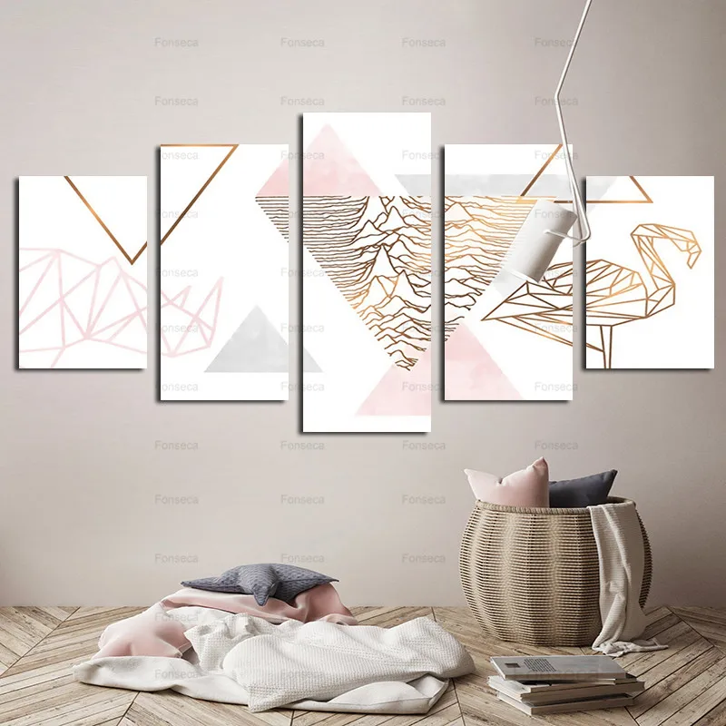 5 шт. абстрактный геометрический узор холст картина на стену цветок Берлин