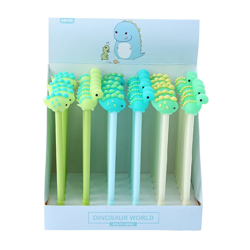 

3Pcs/set Kawaii Soft Silicone Dinosaur Gel Pens 0.5mm Black Ink Signature Pen for Office Writing Supplies Escolar Papelaria Gift