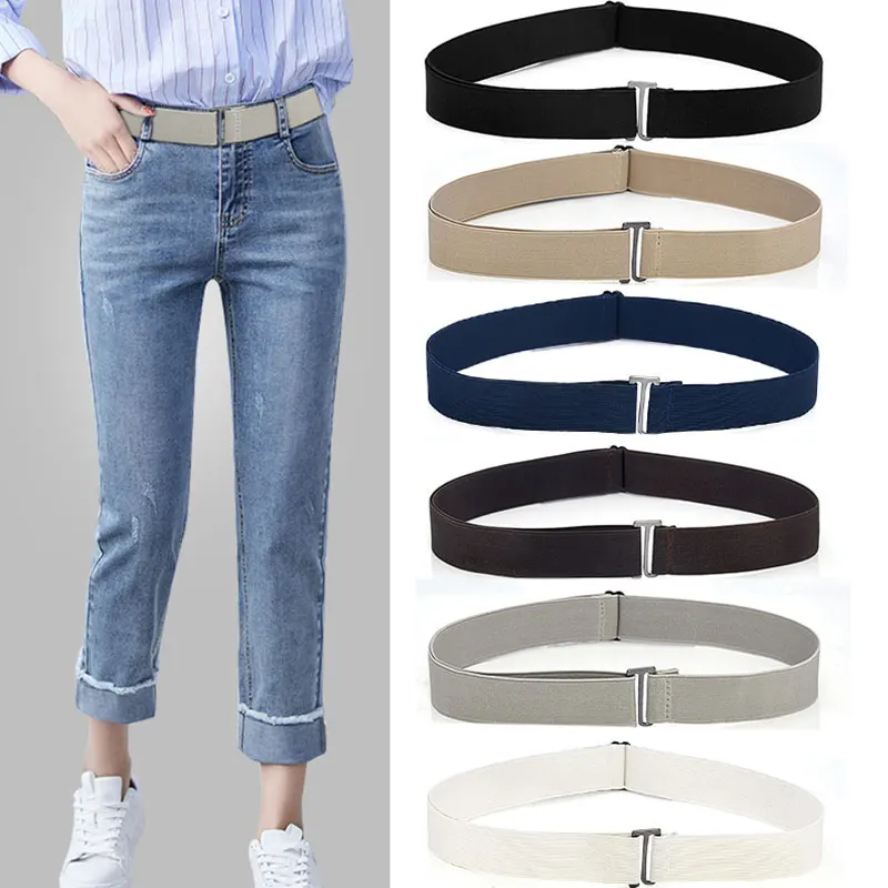 

Пояс-невидимка Женский Регулируемый, эластичный пояс с плоской пряжкой, модный универсальный, 11 цветов