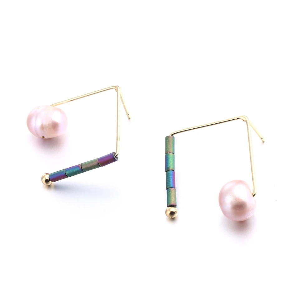 Женские серьги гвоздики Match Right винтажные геометрические с искусственным