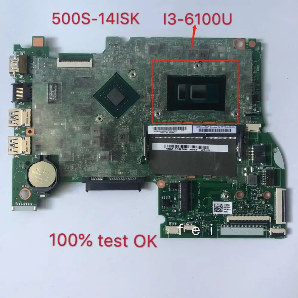 

14292-1 448.06701.0011 для Lenovo 300S-14ISK 500S-14ISK ноутбук материнская плата Процессор I3-6100U 100% trabalho de тест ok