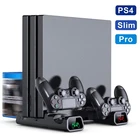 Вертикальная подставка для PS4  PS4 Slim  PS4 Pro, 2 зарядная док-станция, 2 охлаждающих вентилятора, для хранения 10 игр, для консоли Sony Playstation 4