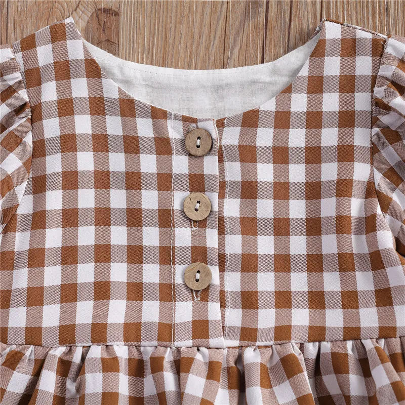 

Newborn Baby Girl Clothes Sets Summer Spring Long Sleeve Ruffles Plaid Rompers Jumpsuit Outfits Playsuit