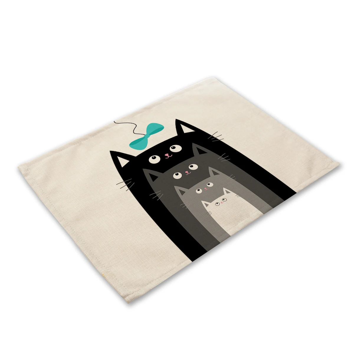 

Bkack White Cat Pattern Cotton Linen Pad Dining Table Mats Coaster Bowl Cup Mat Pattern Kitchen Placemat Home Decor ML0016
