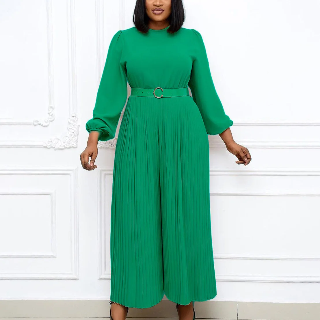 Женские деловые комбинезоны элегантные однотонные плиссированные с высокой